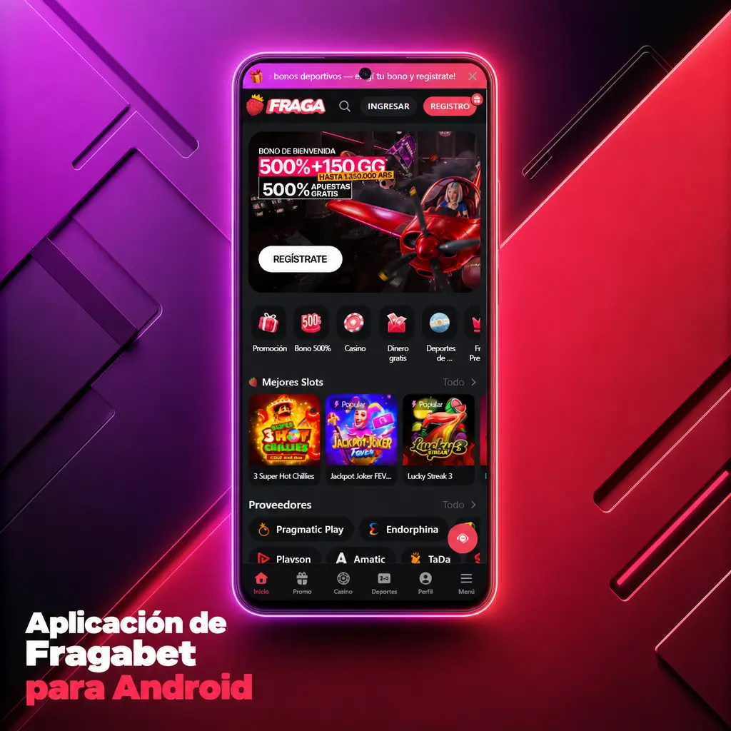 Aplicación de Fragabet para Android: instalación mediante archivo APK, compatible con versión 8.0 o superior y menos de 50 MB
