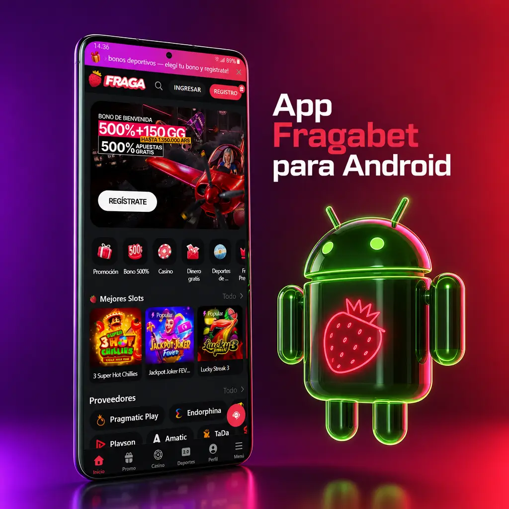 Descargá gratis la app Android de Fragabet en formato APK, pesa 42 MB y se instala en menos de un minuto.