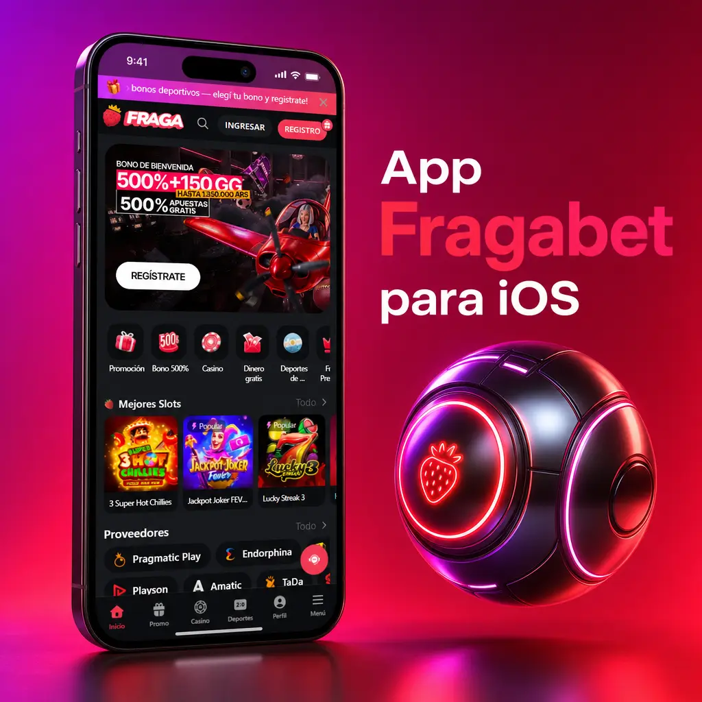 App Fragabet para iOS: diseño optimizado para iPhone y iPad con cuotas, mercados y juegos de casino sin recortes.