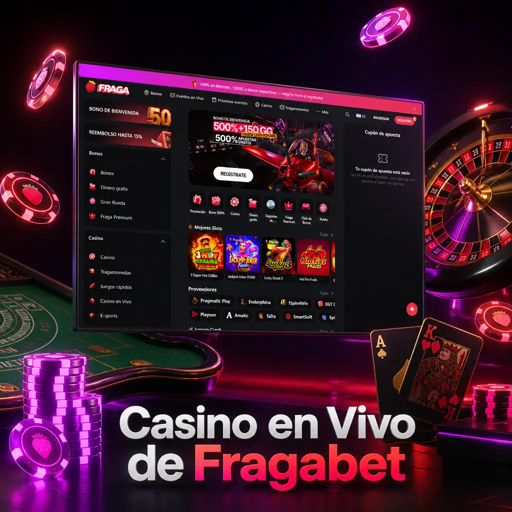 Casino en vivo de Fragabet: ruleta, blackjack, bacará y game shows con crupieres reales las 24 horas desde Evolution y Pragmatic Play.