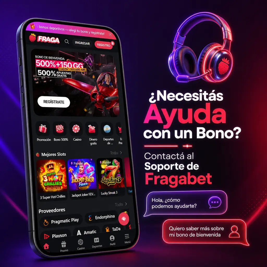 Soporte de Fragabet disponible 24/7 para resolver dudas sobre bonos, giros gratis y requisitos de apuesta.
